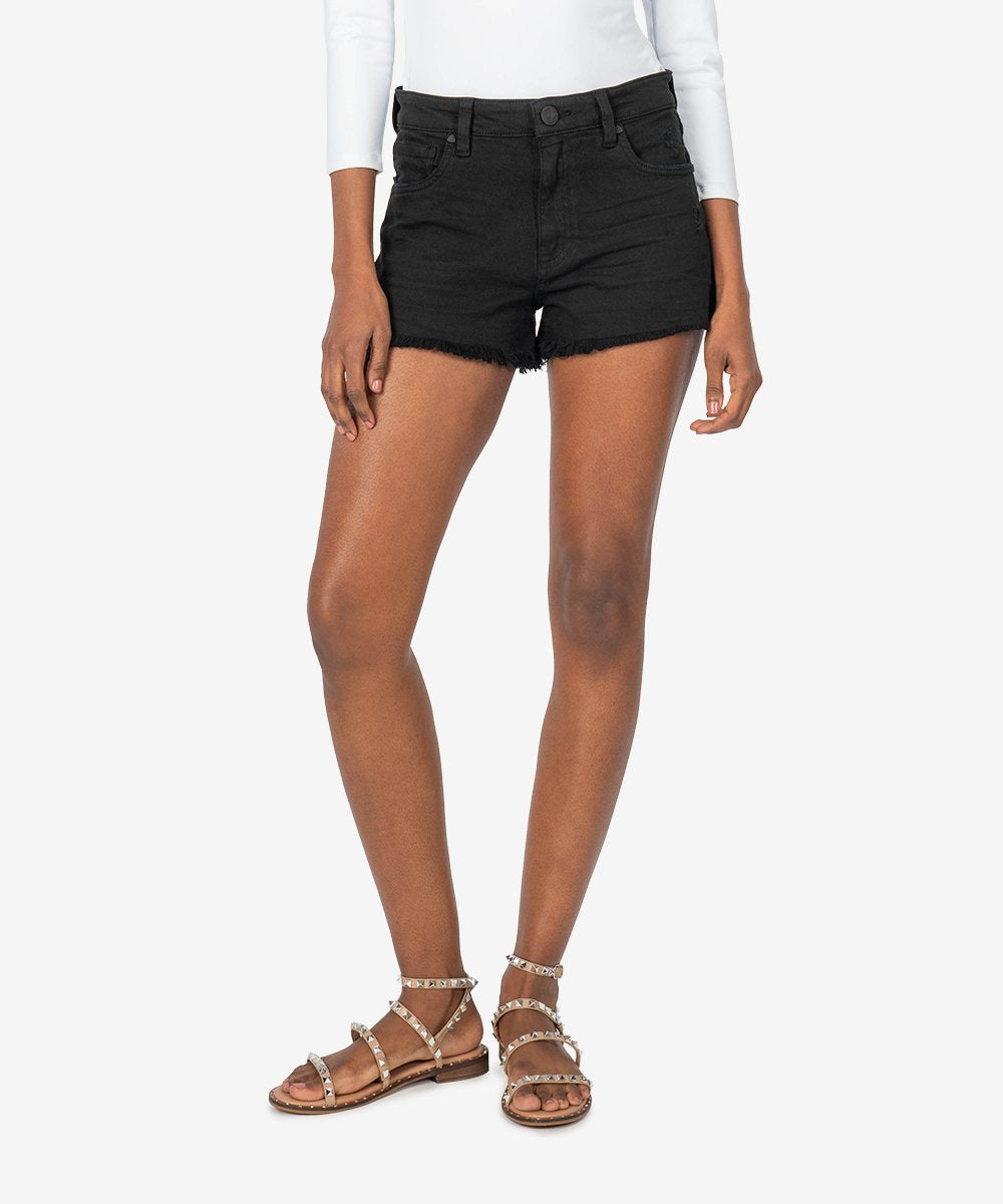 Black Frayed Jean Shorts