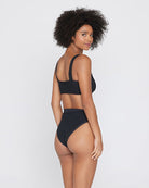 Black V-Wire Supported Ribbed Bikini Top