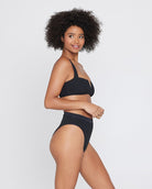 Black V-Wire Supported Ribbed Bikini Top