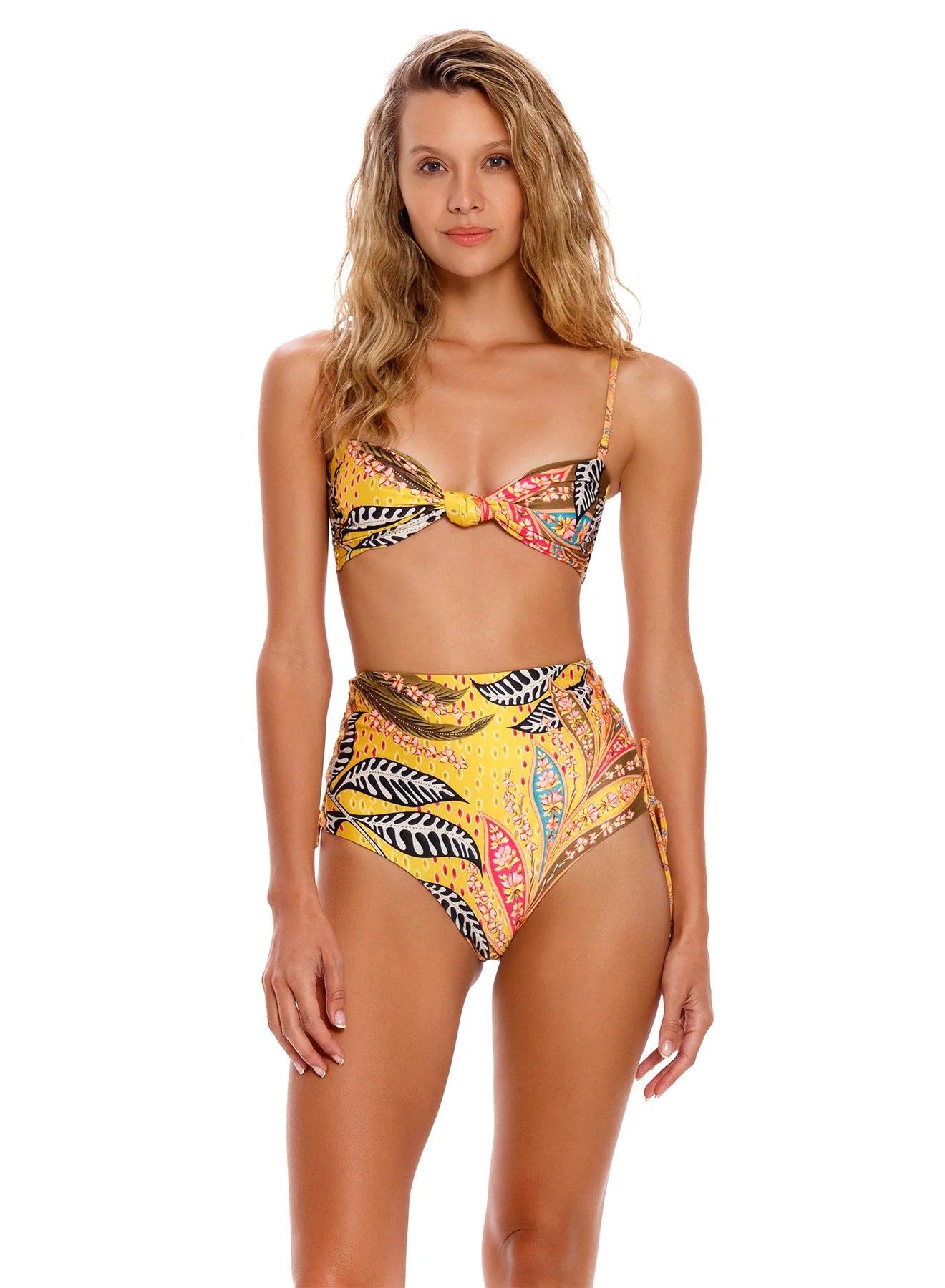Colorful Print Knot Front Bandeau Top – Xandra Swimwear