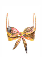 Colorful Print Knot Front Bandeau Top