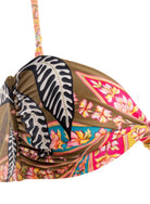 Colorful Print Knot Front Bandeau Top