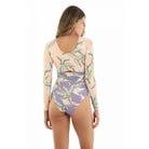 Tropical Print Long Sleeve One Piece