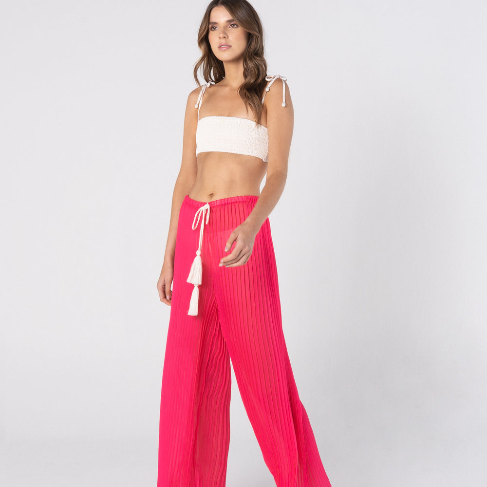 pleated hot pink coverup palazzo pants