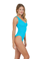 Bright Blue Textured One Piece 