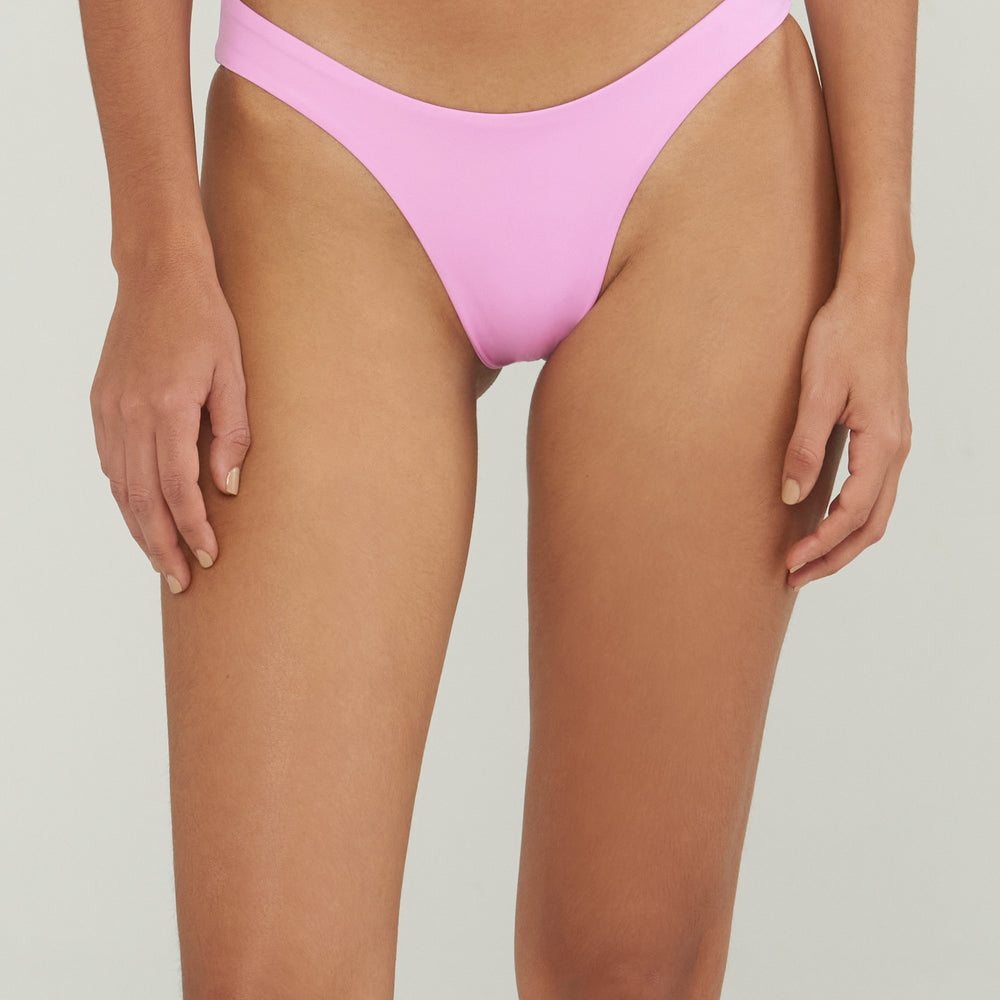 pink low rise bikini bottoms