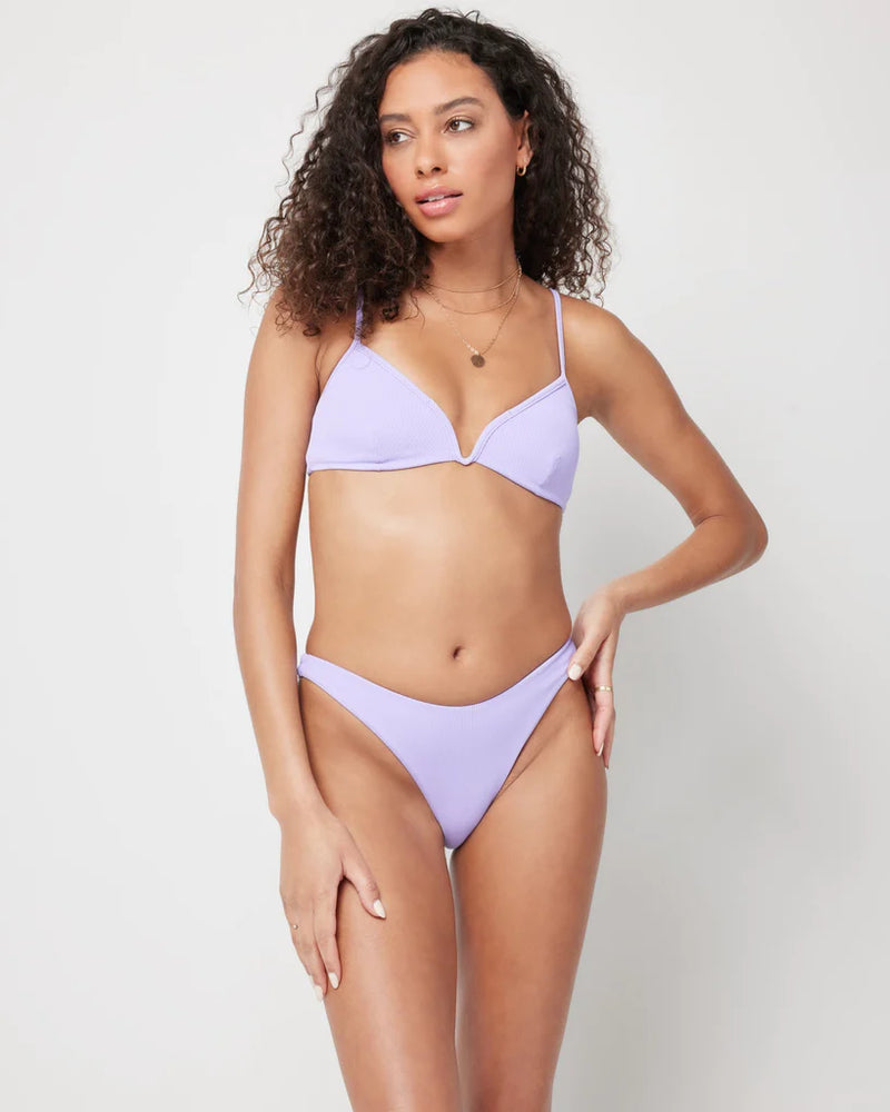 
                  
                    Light Purple Minimal Coverage Ribbed Bikini Bottom 
                  
                