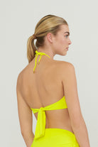 yellow ribbed bandeau style bikini top