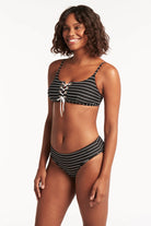 Striped Laced Up Bikini Top