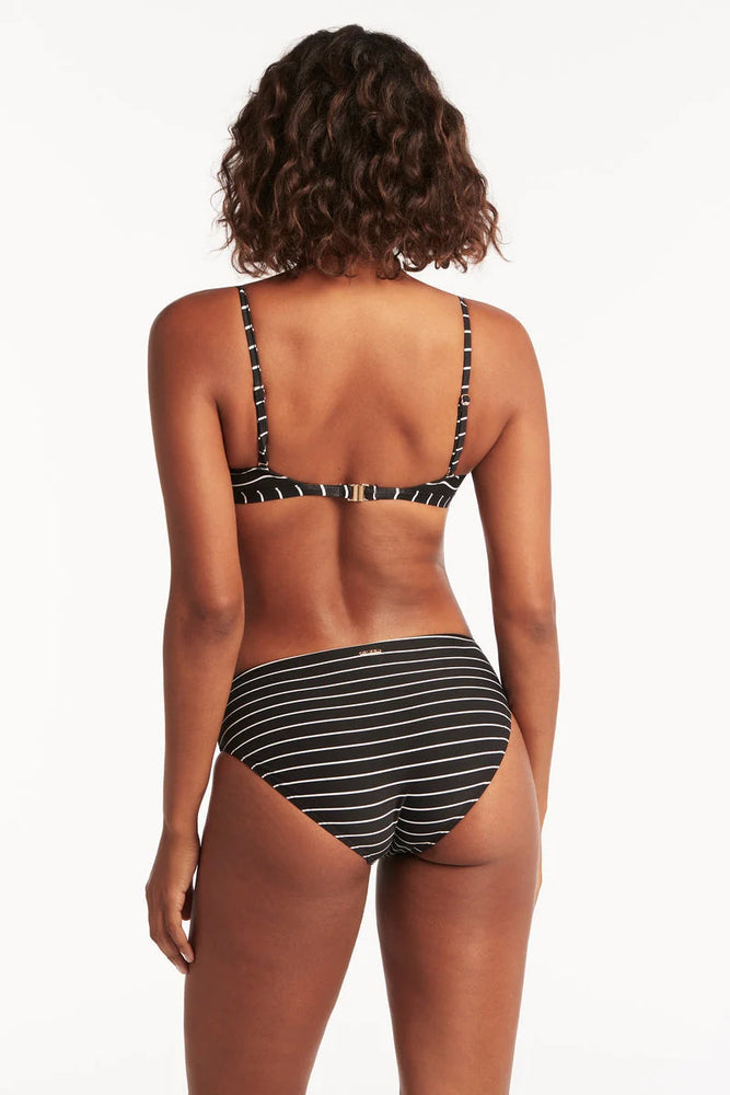 Striped Mid Rise Bikini Bottom