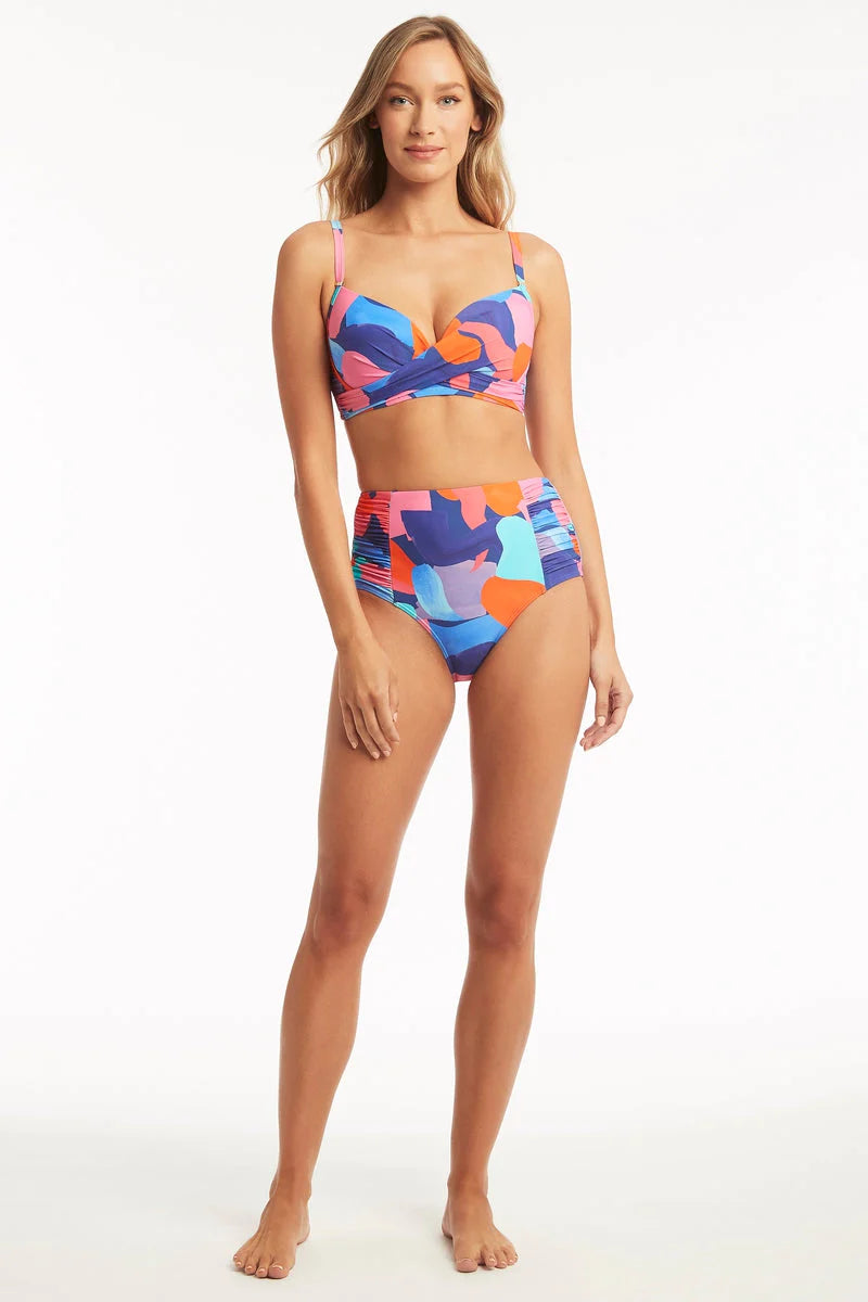 Printed Cross Front Moulded Underwire Bikini Top Xandra Swimwear
