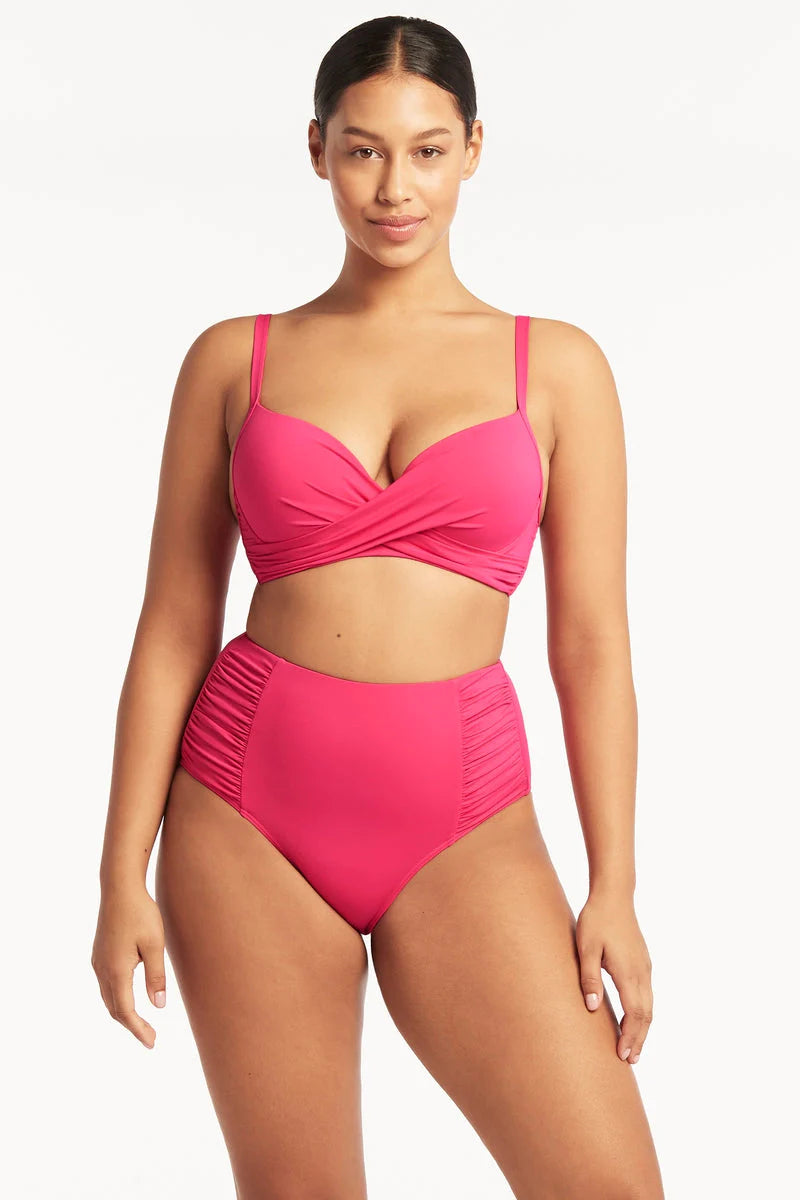 Hot Pink High Waist Bikini Bottom Xandra Swimwear