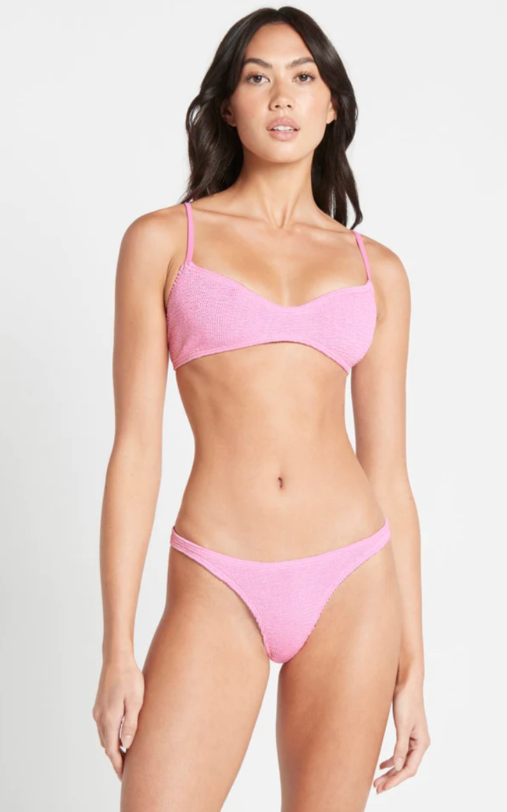 Pink Textured One Size Bikini Bottom