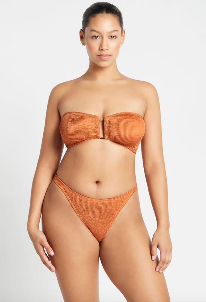 Strapless Burnt Orange Bandeau Bikini Top