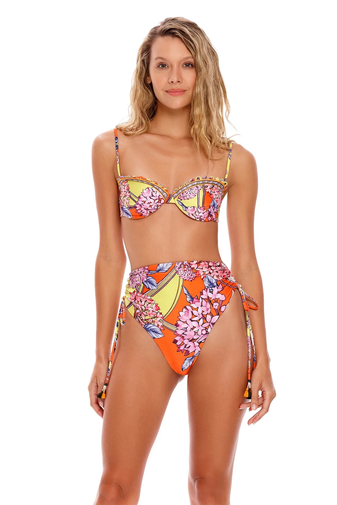 Colorful Floral Print High Waist Bikini Bottom