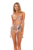 Colorful Floral Print High Waist Bikini Bottom
