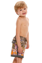 Kid's Tropical Print Swim Trunks