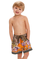 Kid's Tropical Print Swim Trunks