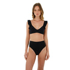 High waist bottom with back cutout design in Black