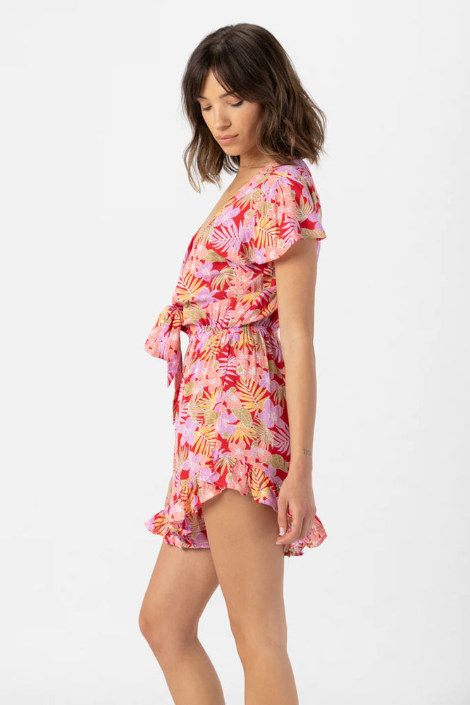 
                  
                    Red Floral Print Plunging Romper
                  
                