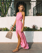 Side Cutout Open Back Maxi Dress