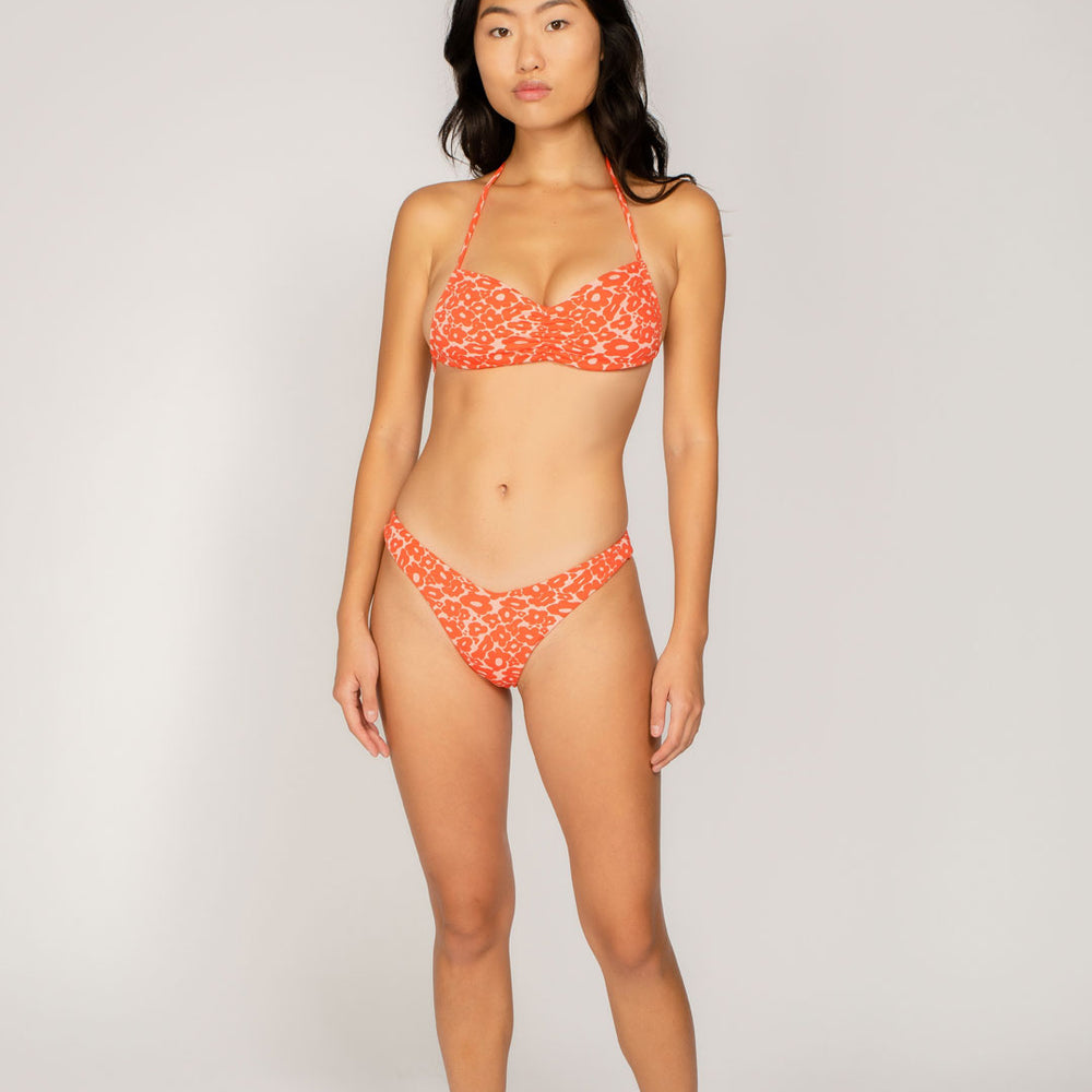 bright orange floral print bikini