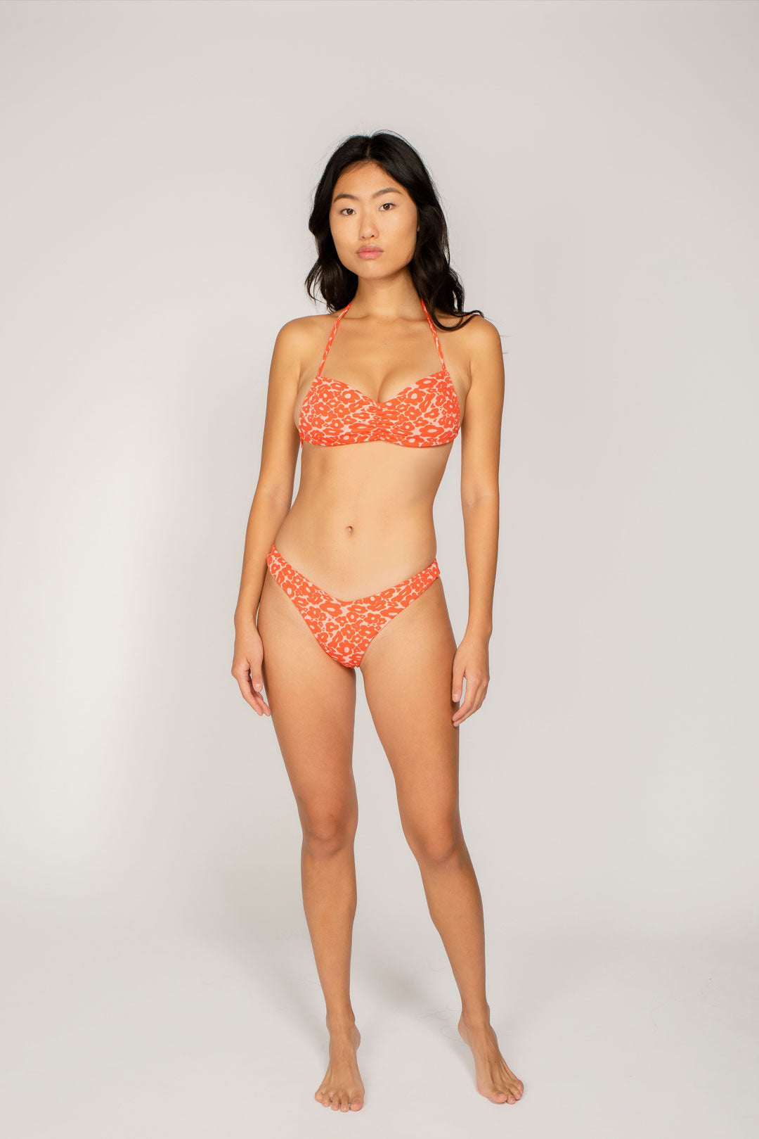 bright orange floral print bikini