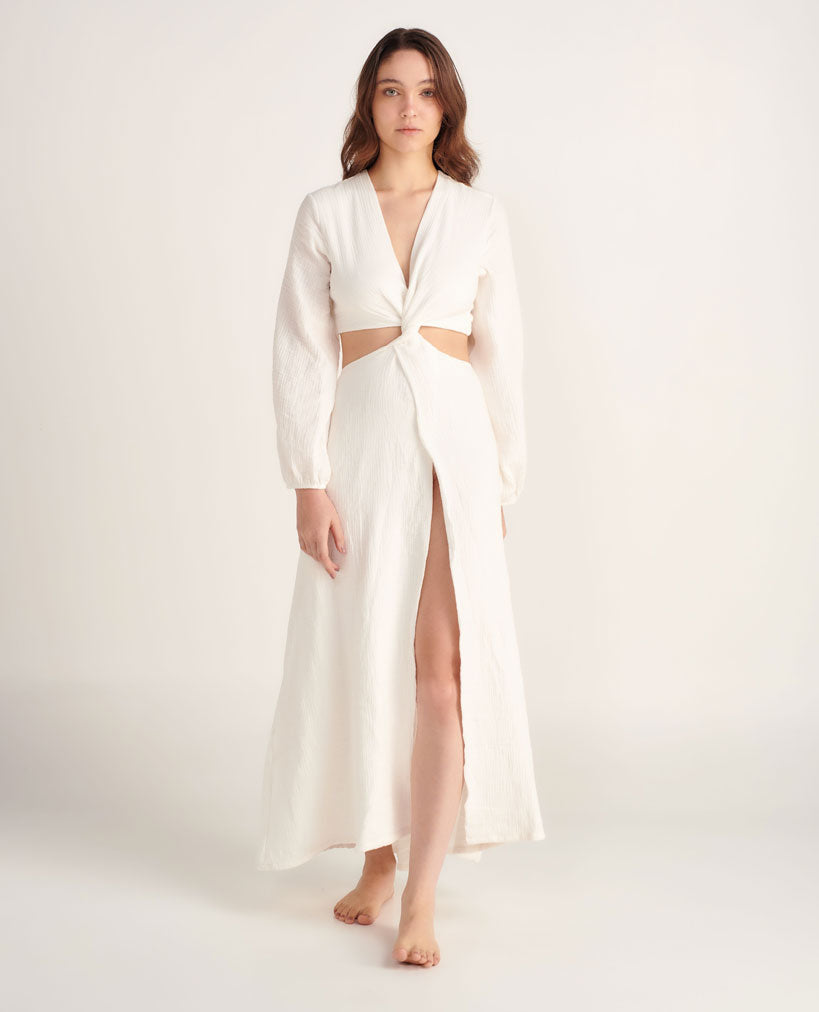 
                  
                    Long Sleeve Side Cutout Cotton Dress
                  
                