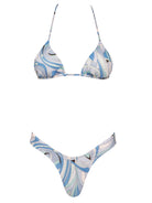 Blue Abstract Print Triangle Top