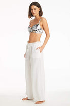 White Flowy Pants