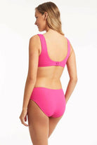 Ribbed Hot Pink Moulded Cup Bikini Top