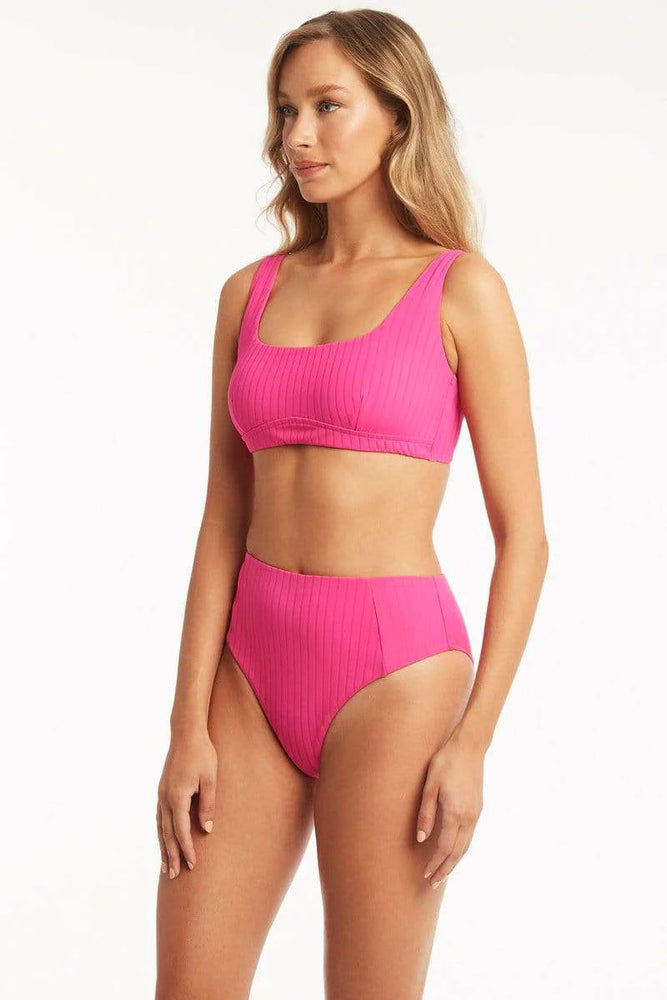 Hot pink ribbed 2024 bikini